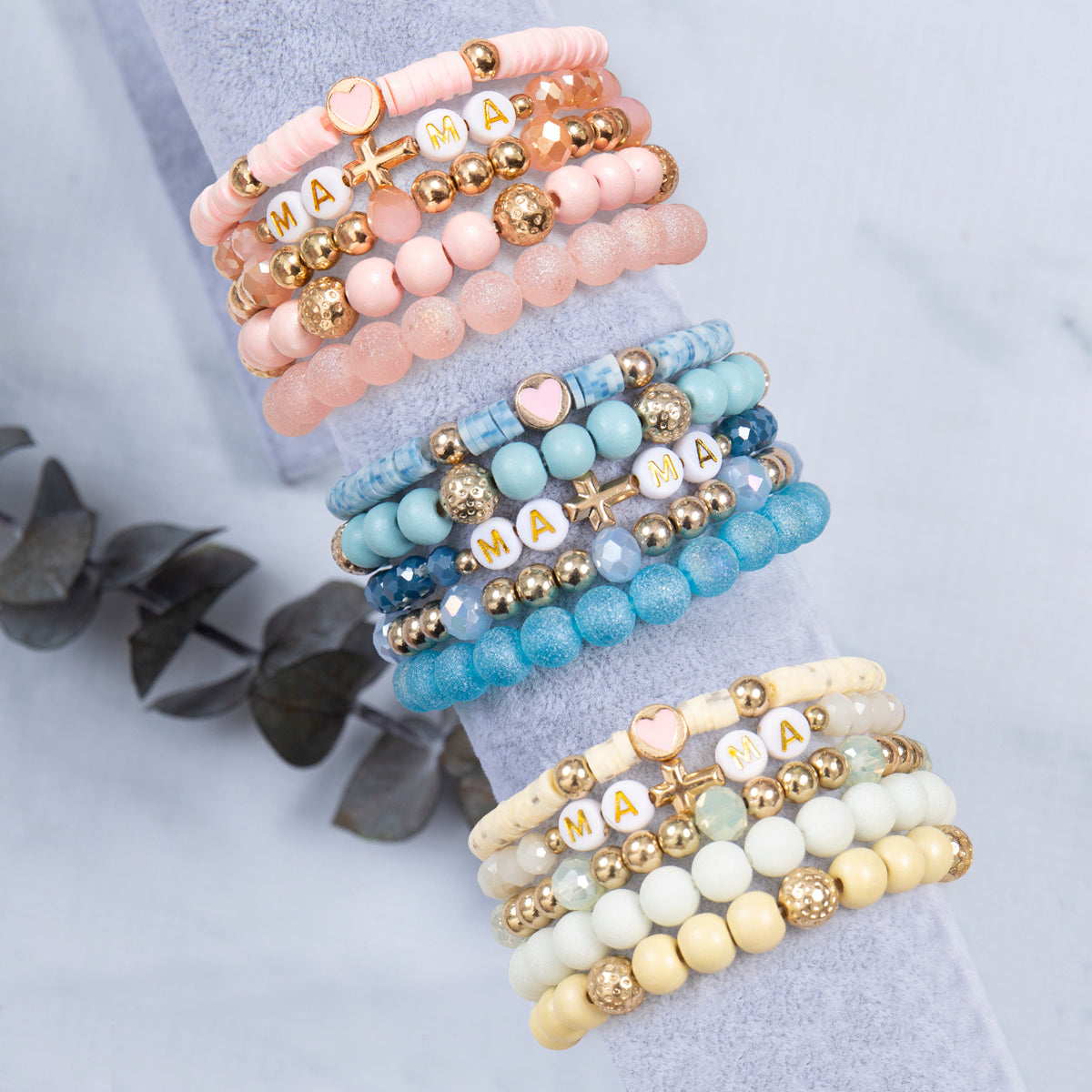 RH Fashion Beaded Bracelet Accessory Jewelry Multi 5pc Stack Bead Bracelet  Bangle Sets For Women Gift Jewelry